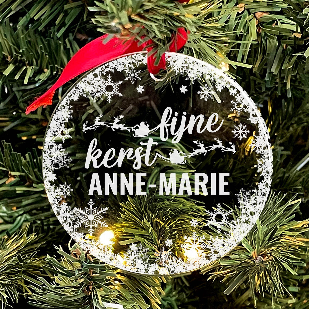 Fijne Kerst Plexiglas Kerstballen met eigen naam - Bella Mia