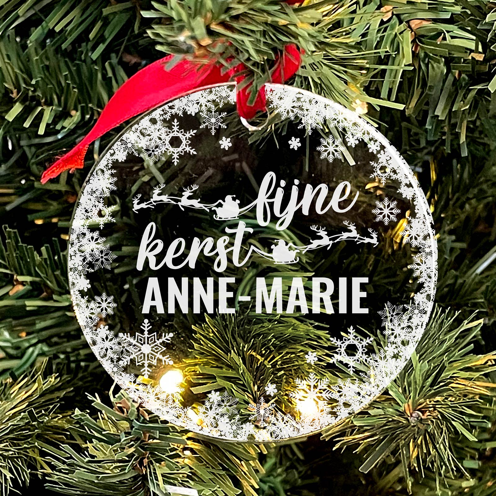 Fijne Kerst Plexiglas Kerstballen met eigen naam - Bella Mia