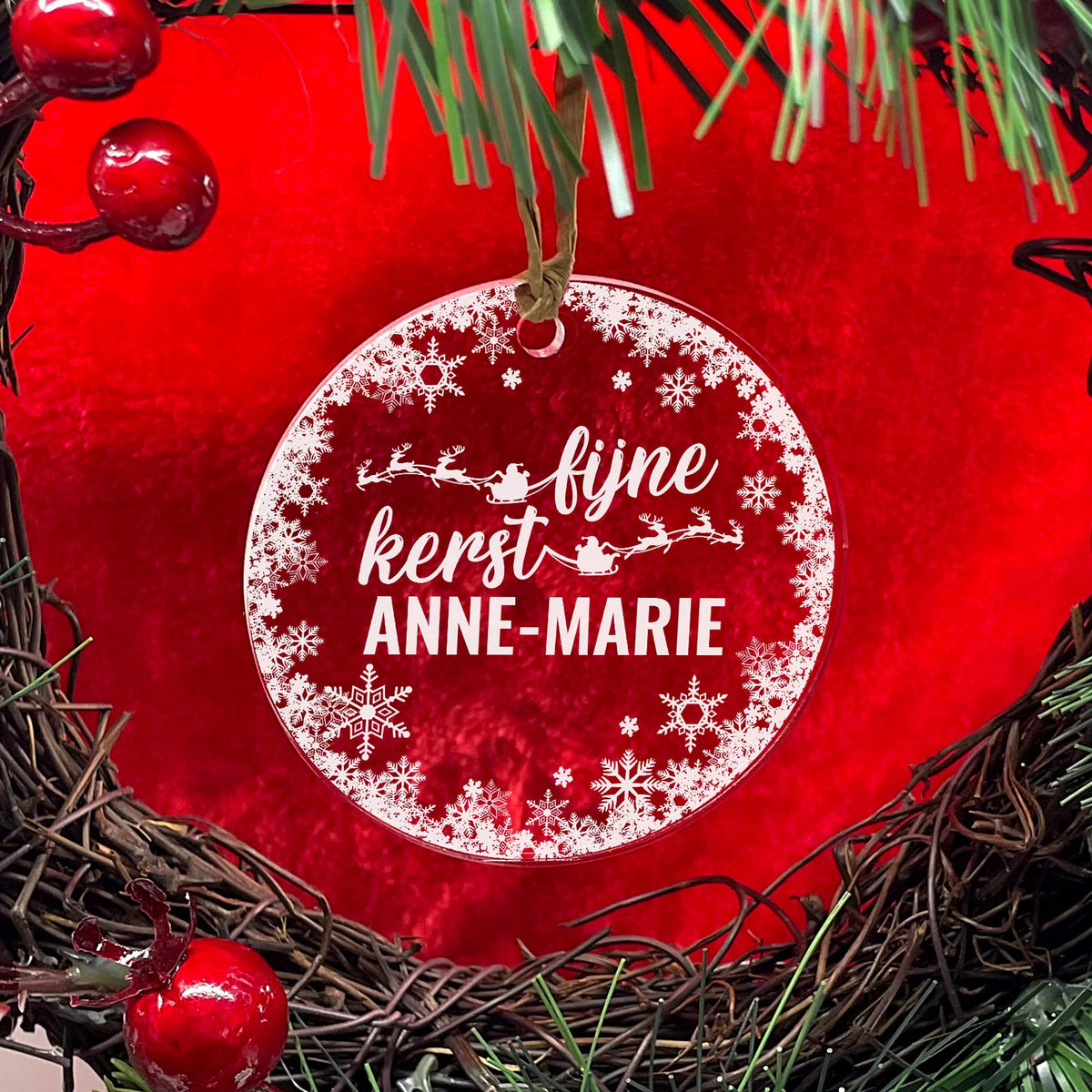 Fijne Kerst Plexiglas Kerstballen met eigen naam - Bella Mia