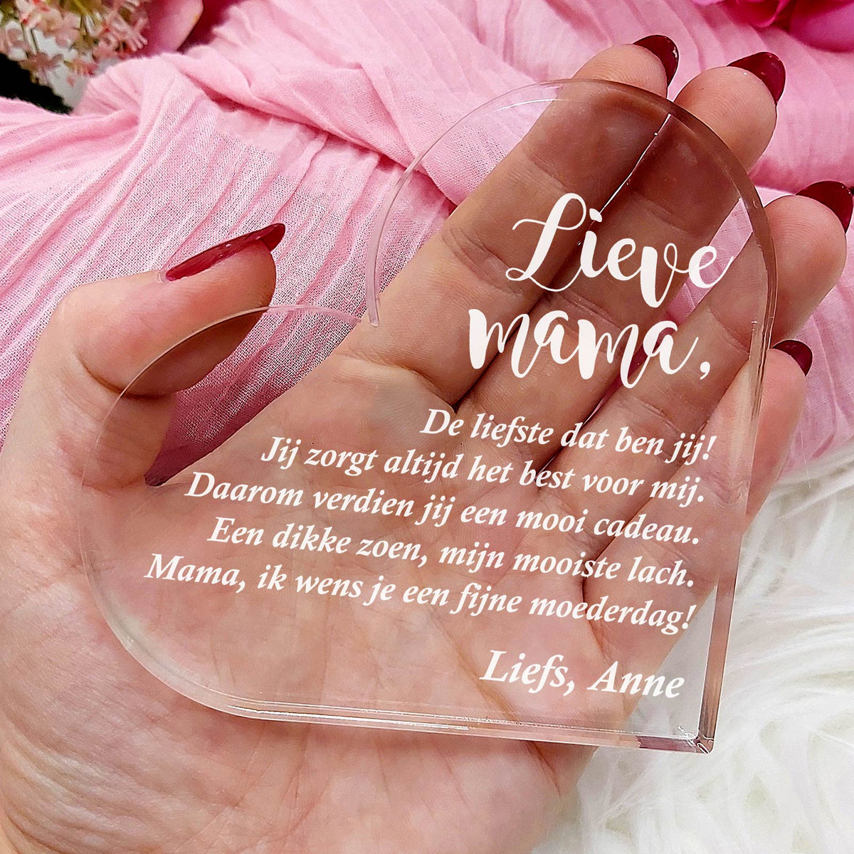 Fijne Moederdag Mama Hart van Plexiglas - Bella Mia