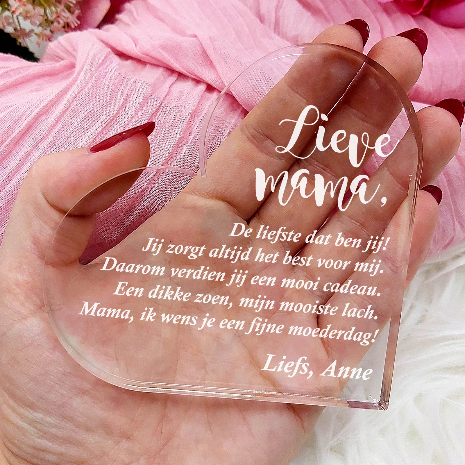 Fijne Moederdag Mama Hart van Plexiglas - Bella Mia