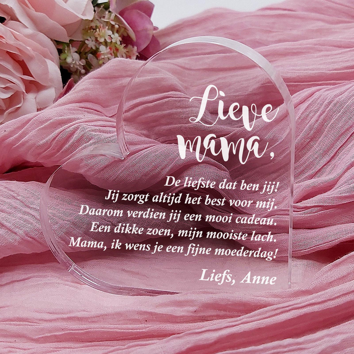 Fijne Moederdag Mama Hart van Plexiglas - Bella Mia