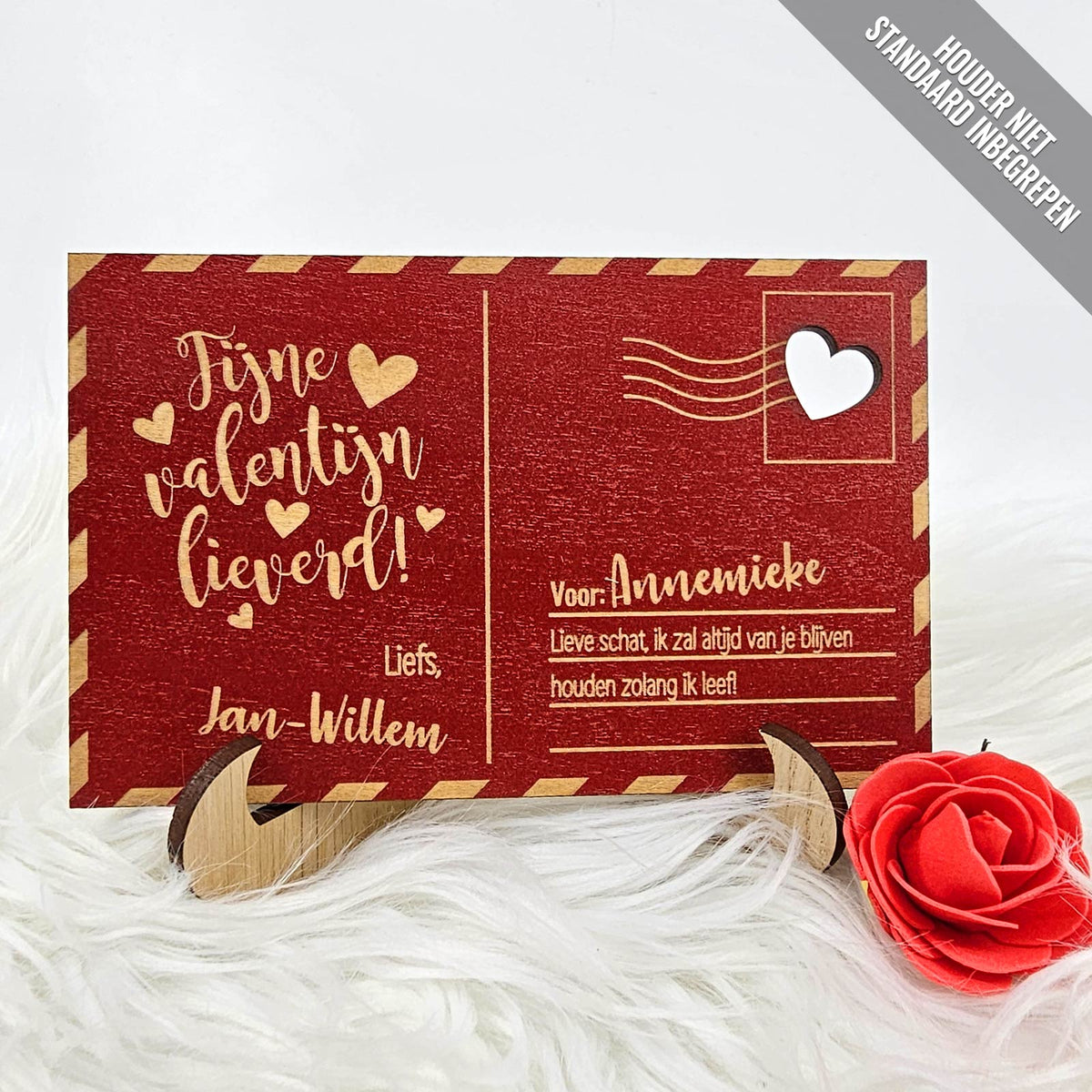 Fijne Valentijn Houten Kaartje - Bella Mia