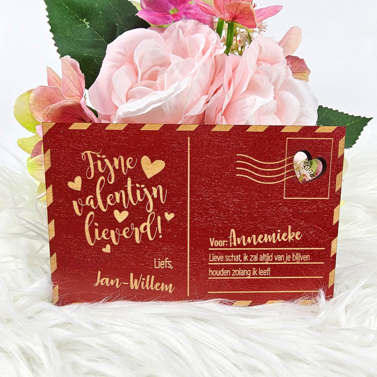 Fijne Valentijn Houten Kaartje - Bella Mia