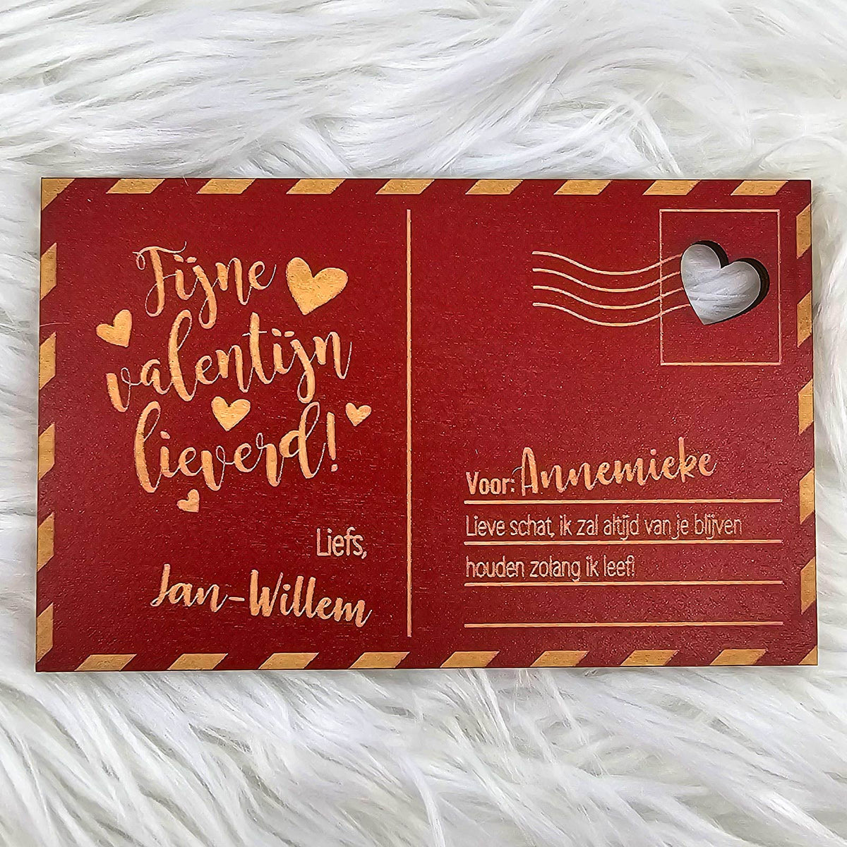 Fijne Valentijn Houten Kaartje - Bella Mia