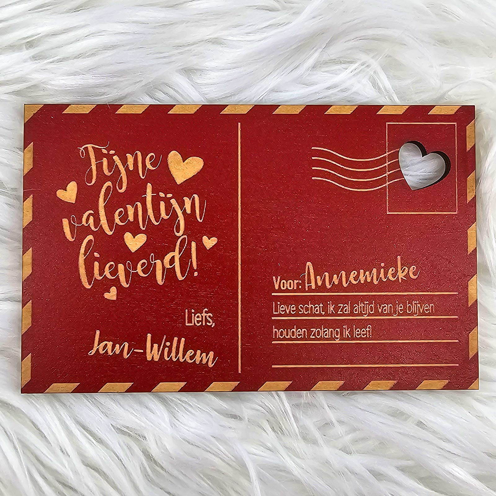 Fijne Valentijn Houten Kaartje - Bella Mia