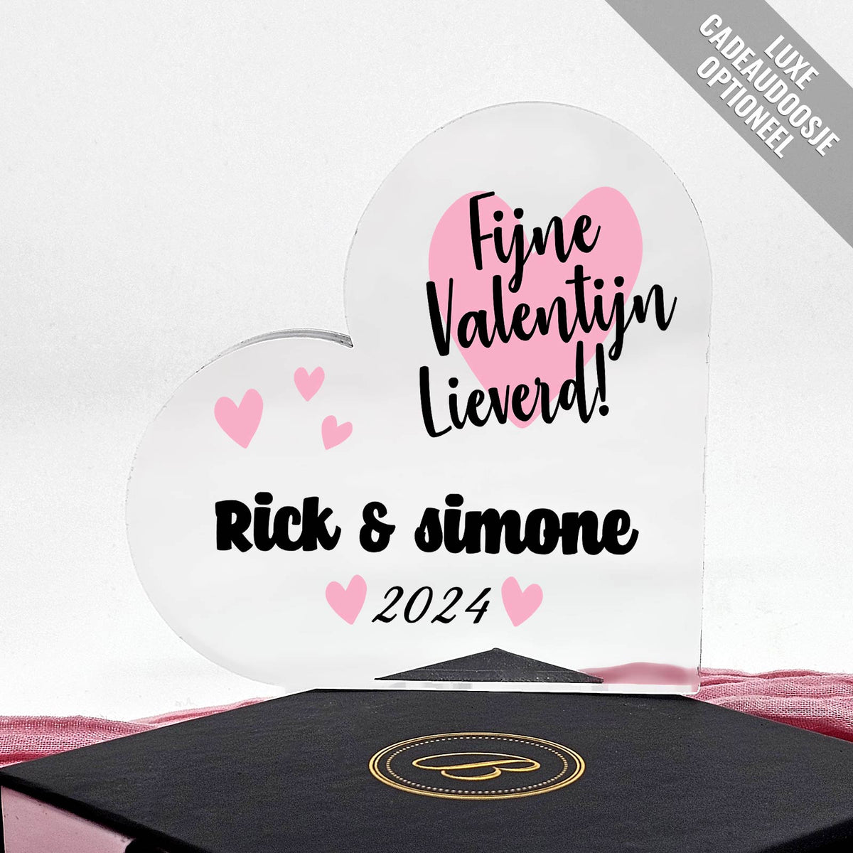 Fijne Valentijn Lieverd - Hart van Plexiglas - Bella Mia