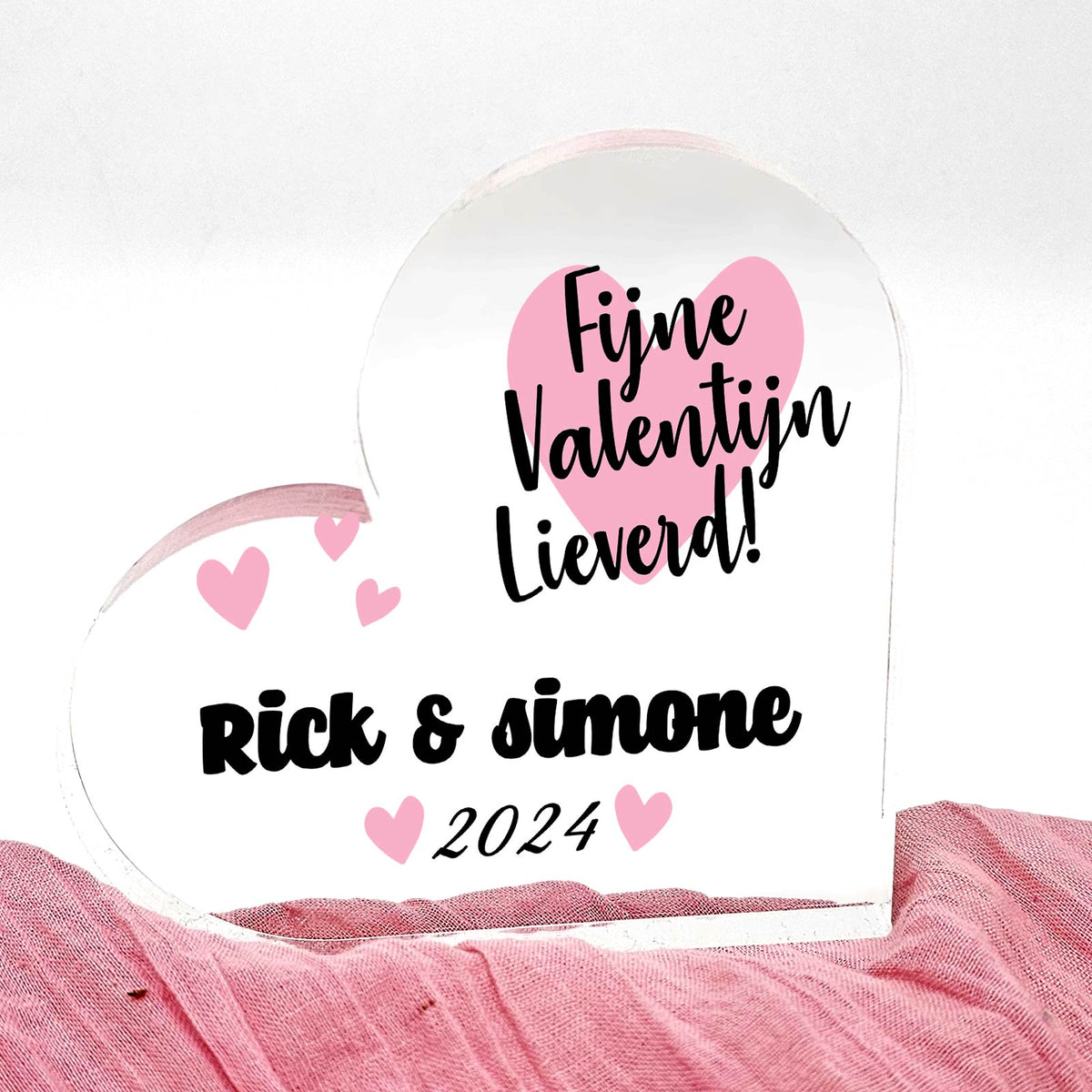 Fijne Valentijn Lieverd - Hart van Plexiglas - Bella Mia