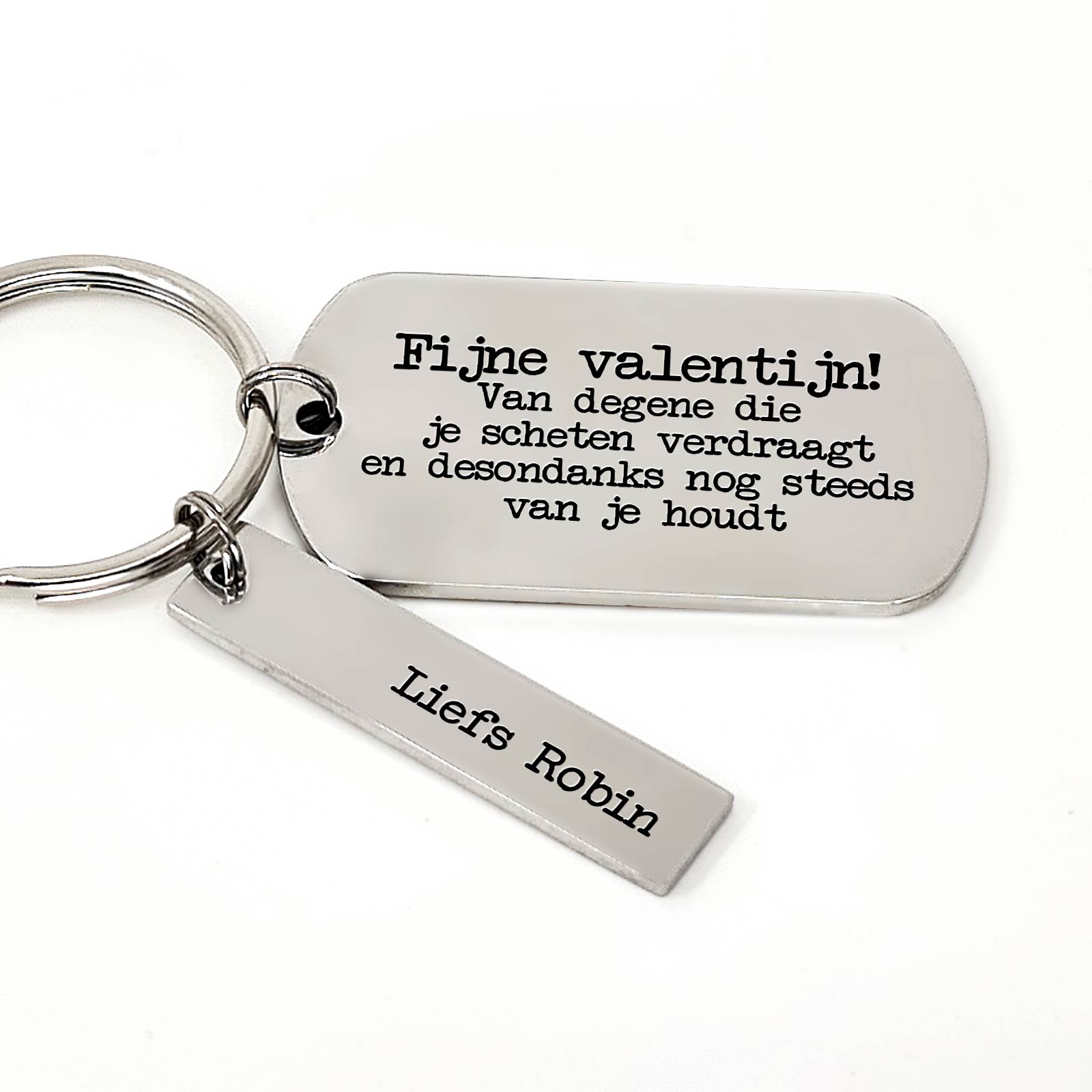 Fijne Valentijn! Van Degende Die Je Scheten Verdraagt En Desondanks Nog Steeds Van Je Houdt Sleutelhanger - Bella Mia