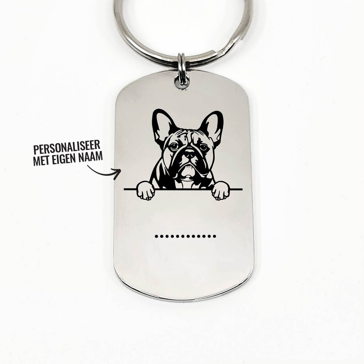 Franse Bulldog Met Naam Sleutelhanger - Bella Mia