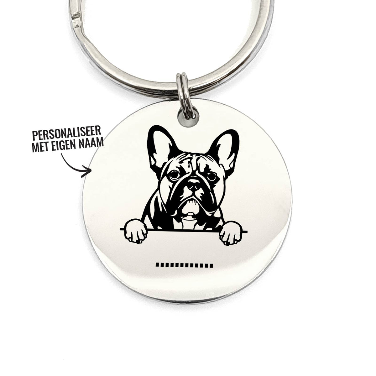 Franse Bulldog + Naam Sleutelhanger - Bella Mia