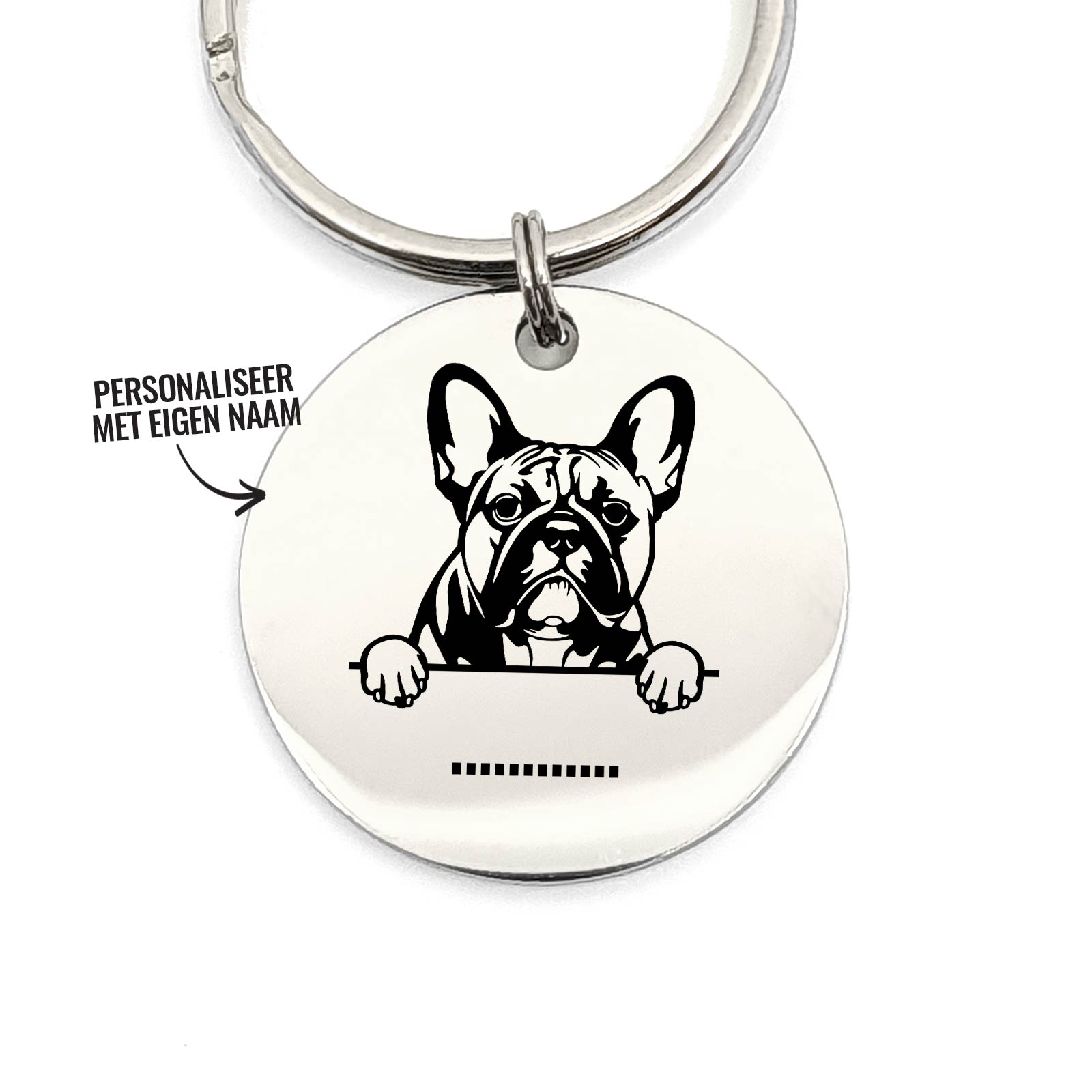 Franse Bulldog + Naam Sleutelhanger - Bella Mia
