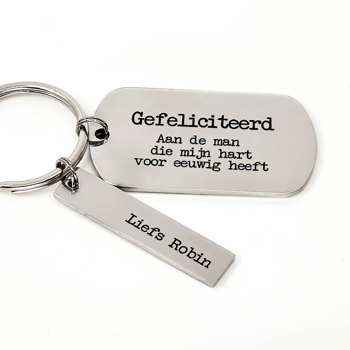 Gefeliciteerd Aan De Man Die Mijn Hart Voor Eeuwig Heeft Sleutelhanger - Bella Mia