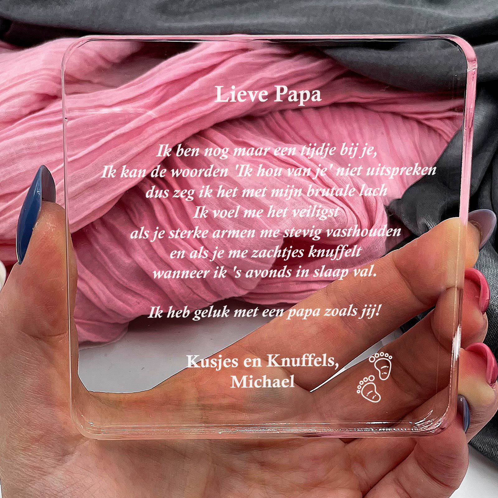 Geluk met een Papa Zoals Jij! Plexi Glas Cadeau - Bella Mia