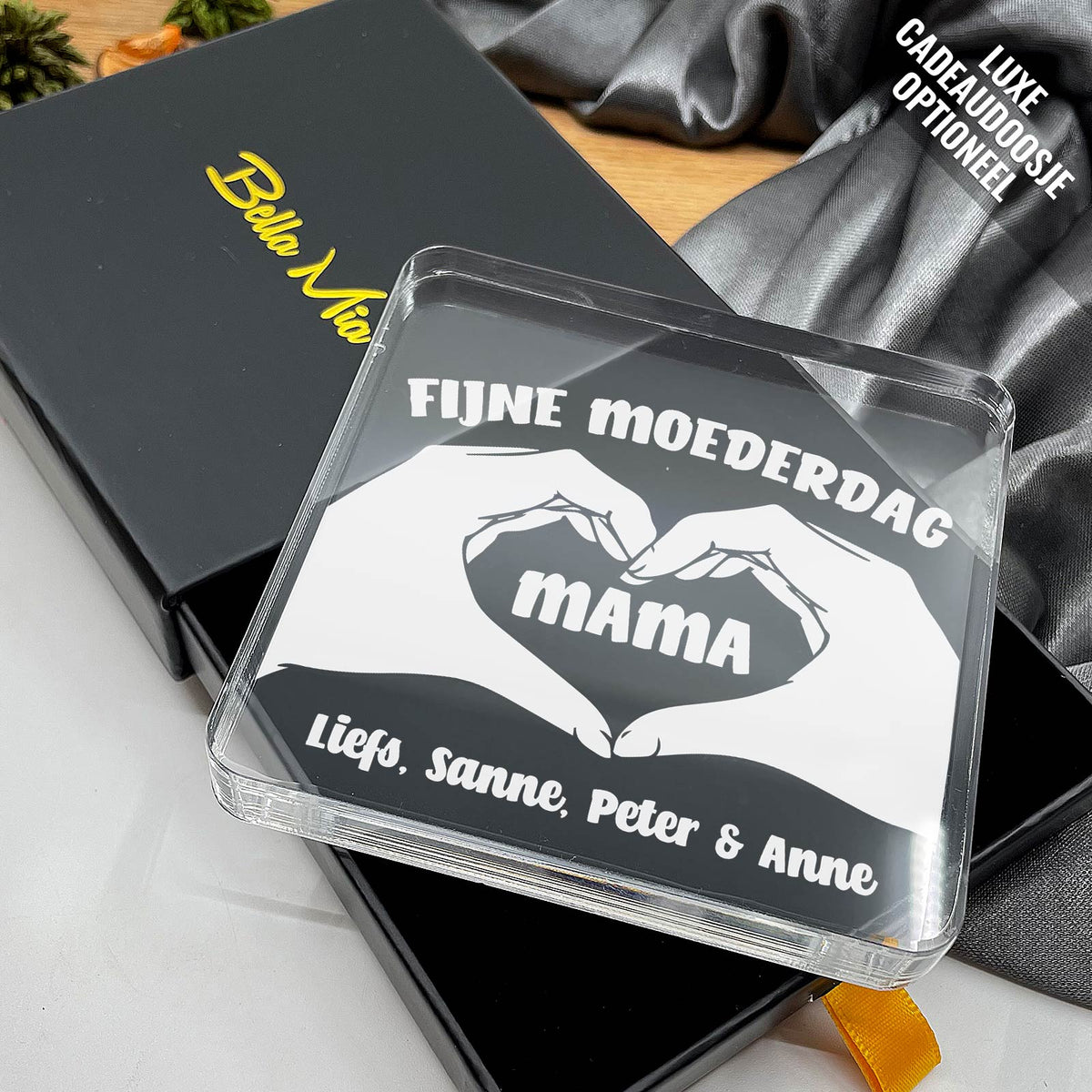Hart teken voor Mama Plexi Glas Cadeau - Bella Mia