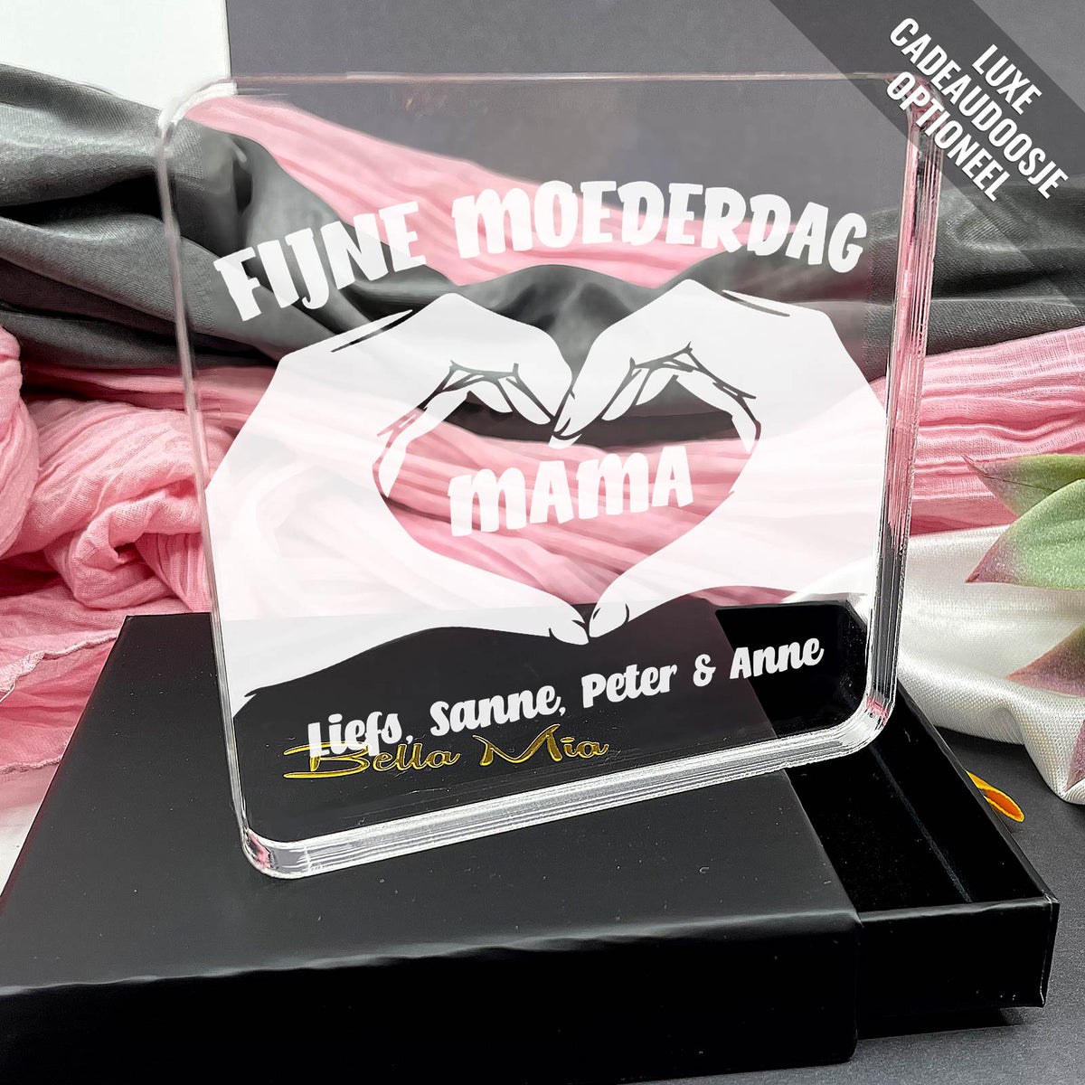 Hart teken voor Mama Plexi Glas Cadeau - Bella Mia