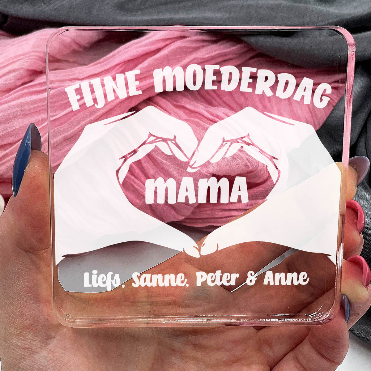 Hart teken voor Mama Plexi Glas Cadeau - Bella Mia