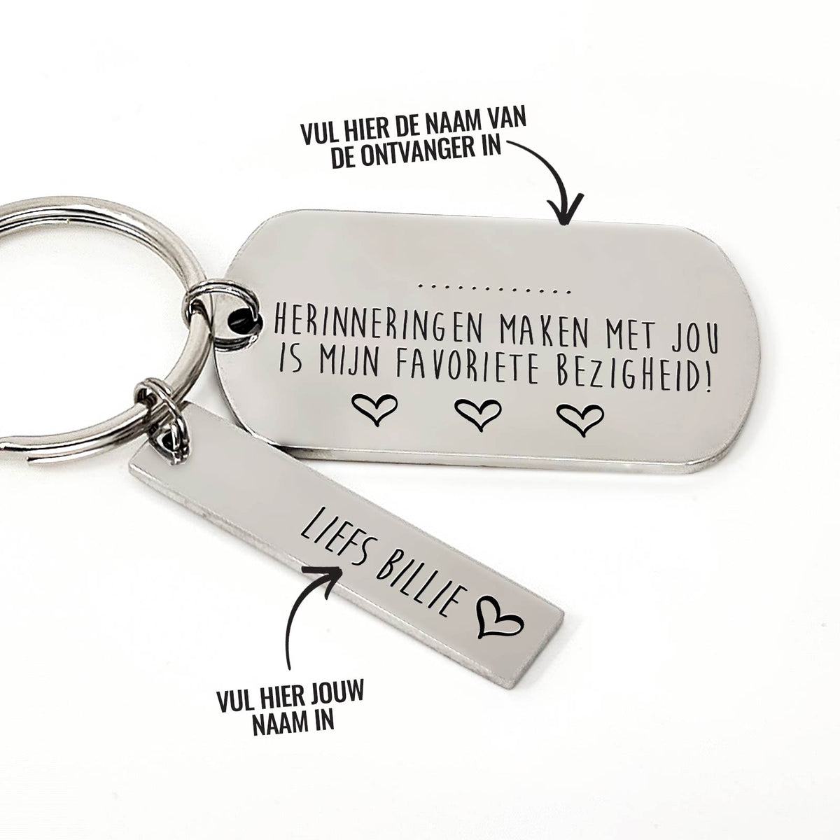 Herinneringen Maken Met Jou.. + Naam Sleutelhanger - Bella Mia