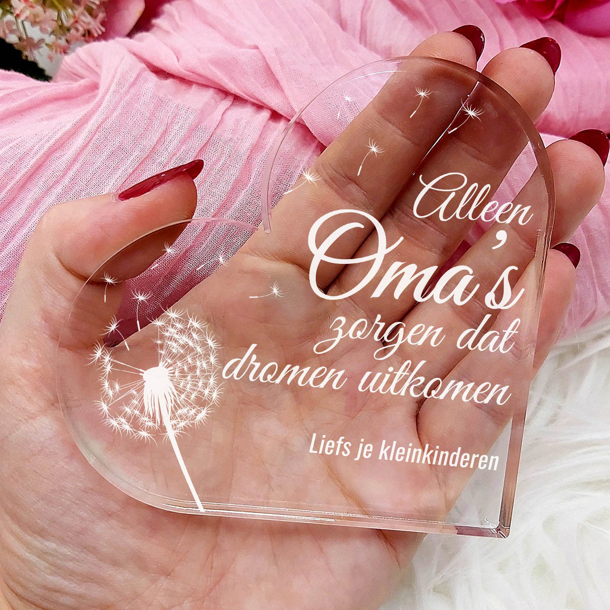 Herinnerings Hart van Plexi Glas - Dromen Die Uitkomen - Bella Mia