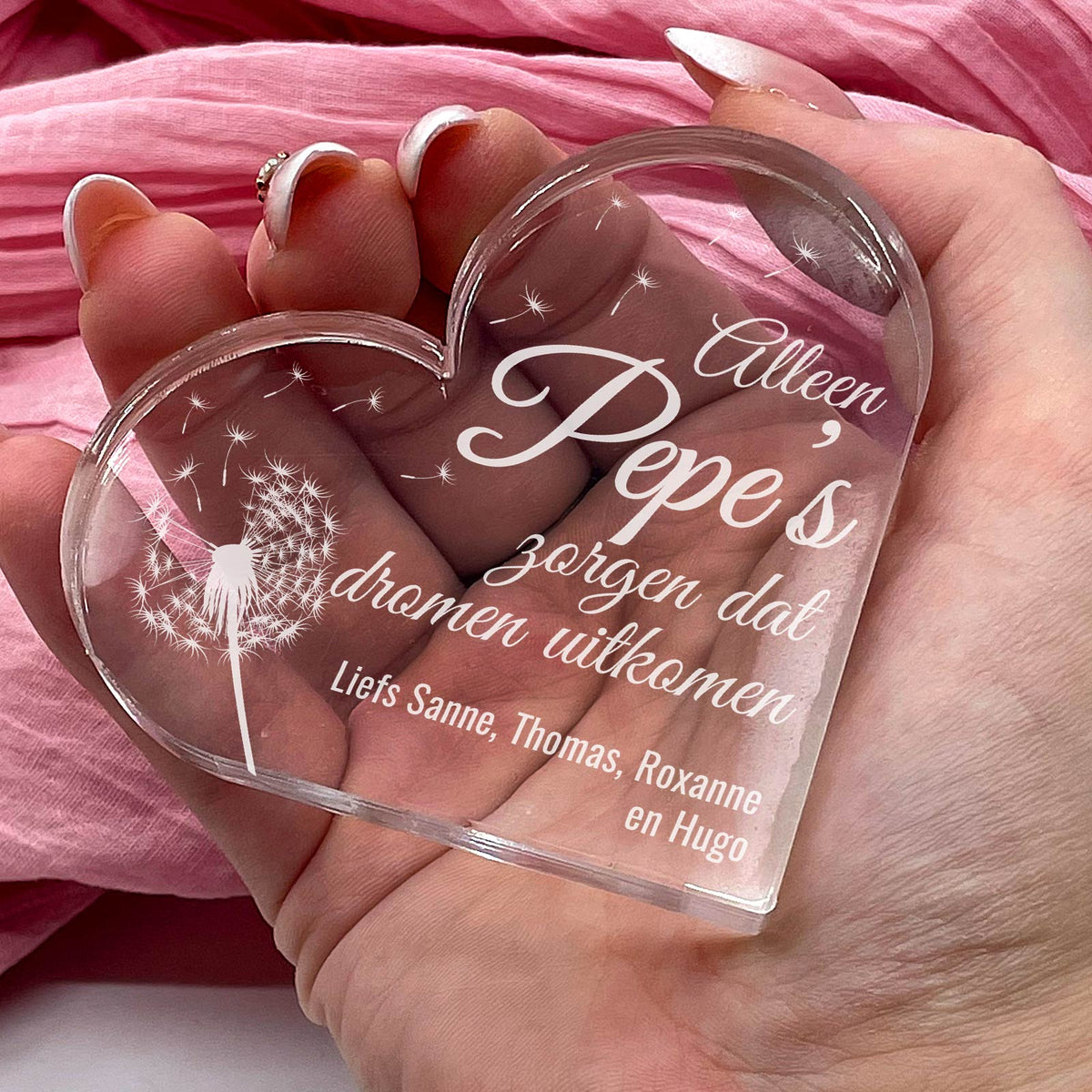 Herinnerings Hart van Plexi Glas - Dromen Die Uitkomen - Bella Mia