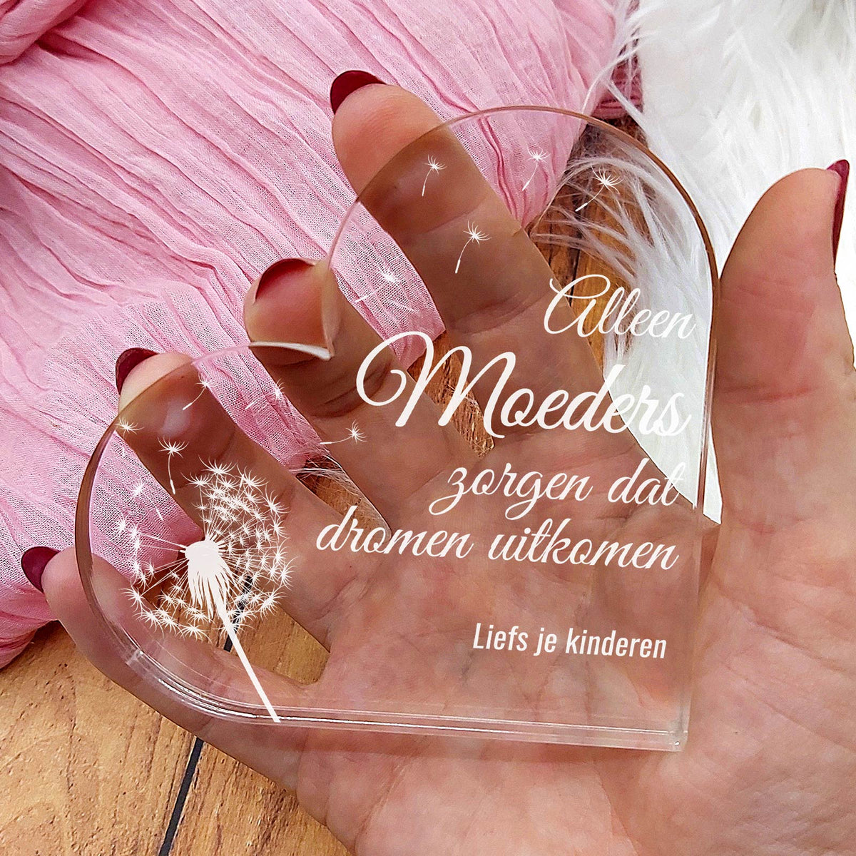 Herinnerings Hart van Plexi Glas - Dromen Die Uitkomen - Bella Mia