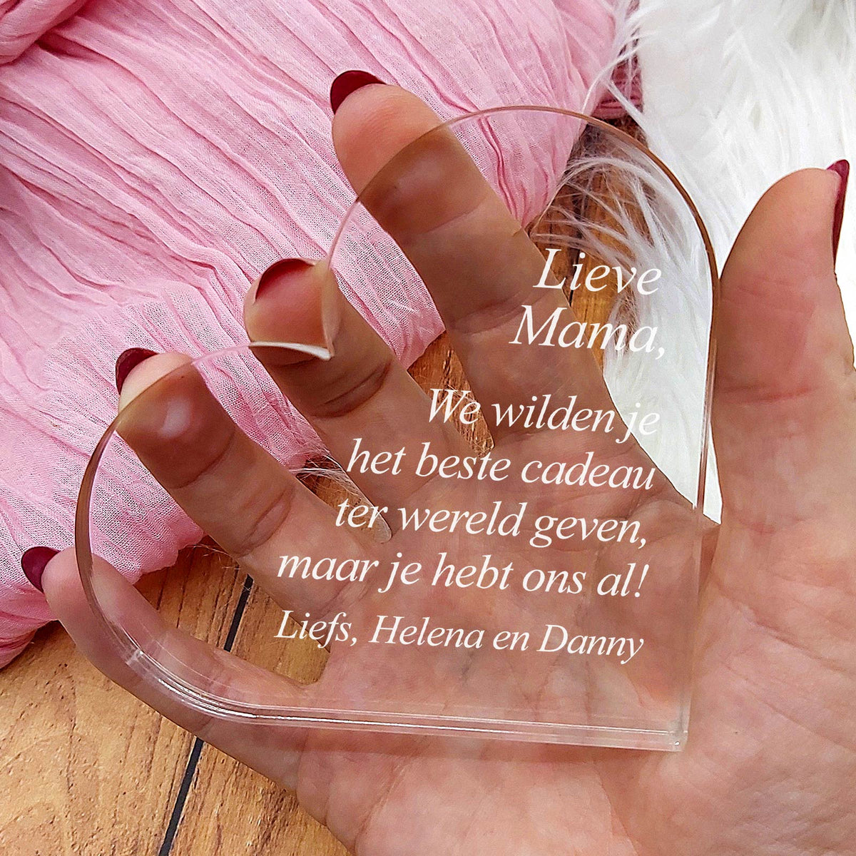 Het beste cadeau is ons - Mama Hart van Plexi Glas - Bella Mia