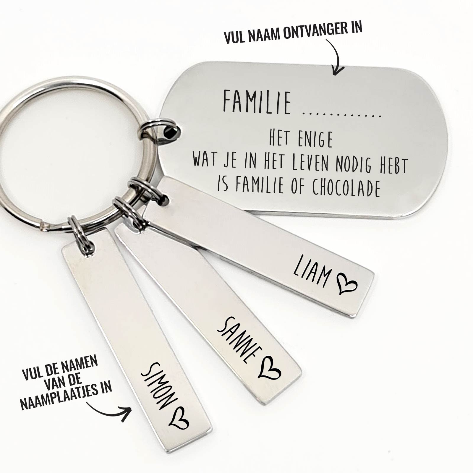 Het Enige Wat Je Nodig Hebt Is Familie Of Chocolade Sleutelhanger - Bella Mia