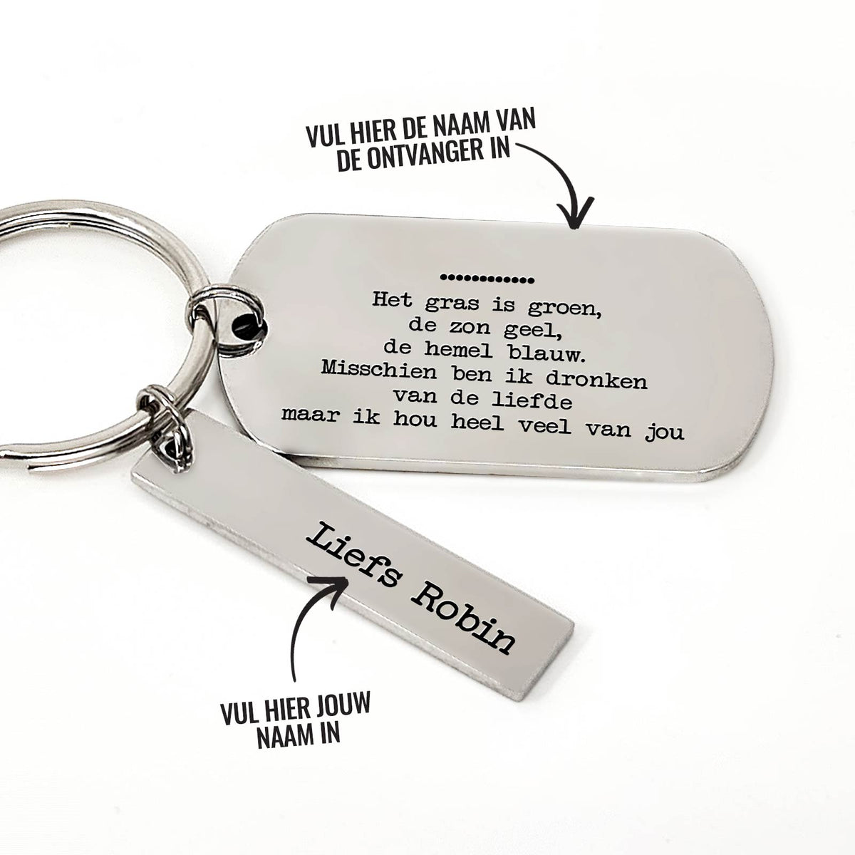 Het Gras Is Groen De Zon Is Geel + Naam Sleutelhanger - Bella Mia