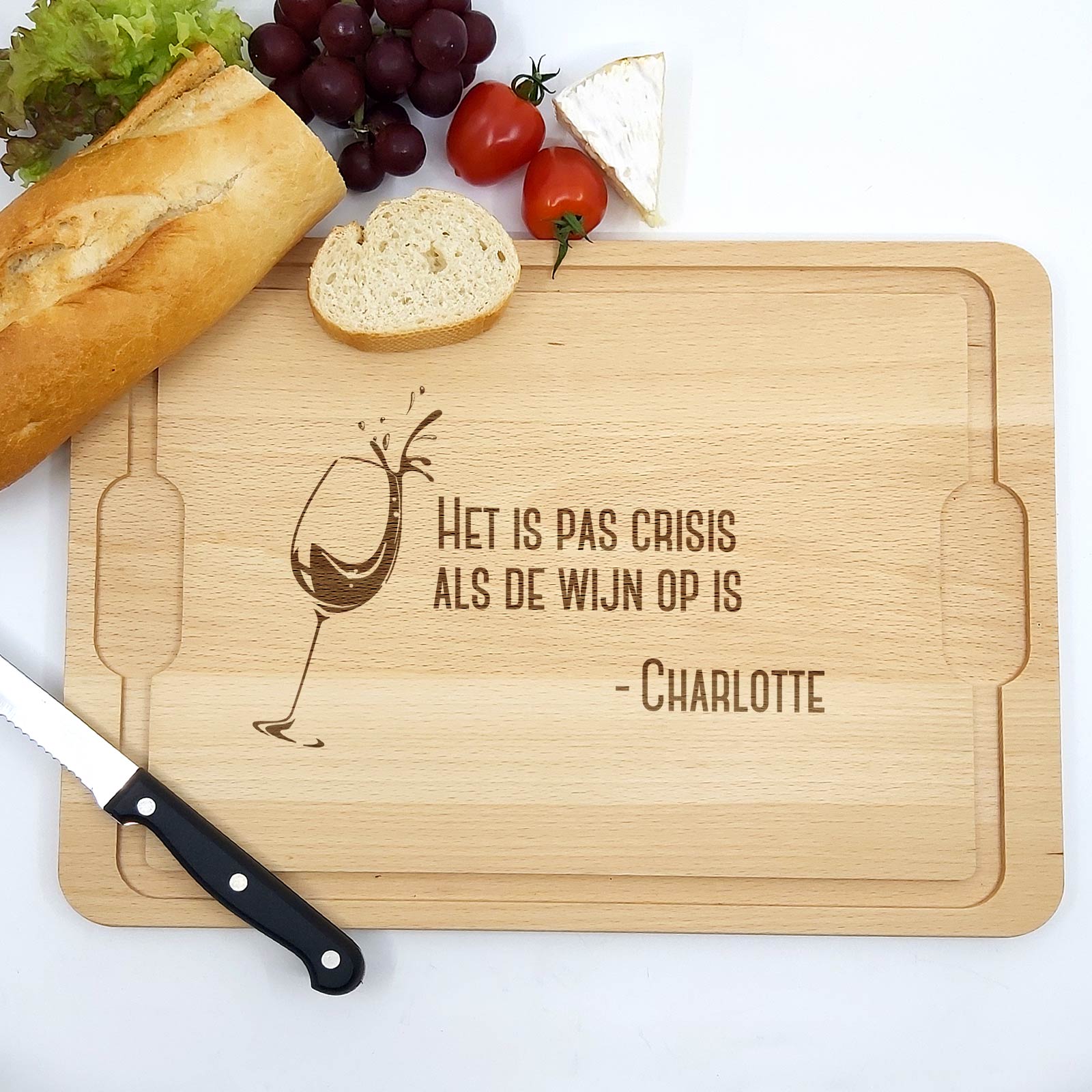 Het Is Pas Crisis Als De Wijn Op Is Snijplank - Bella Mia