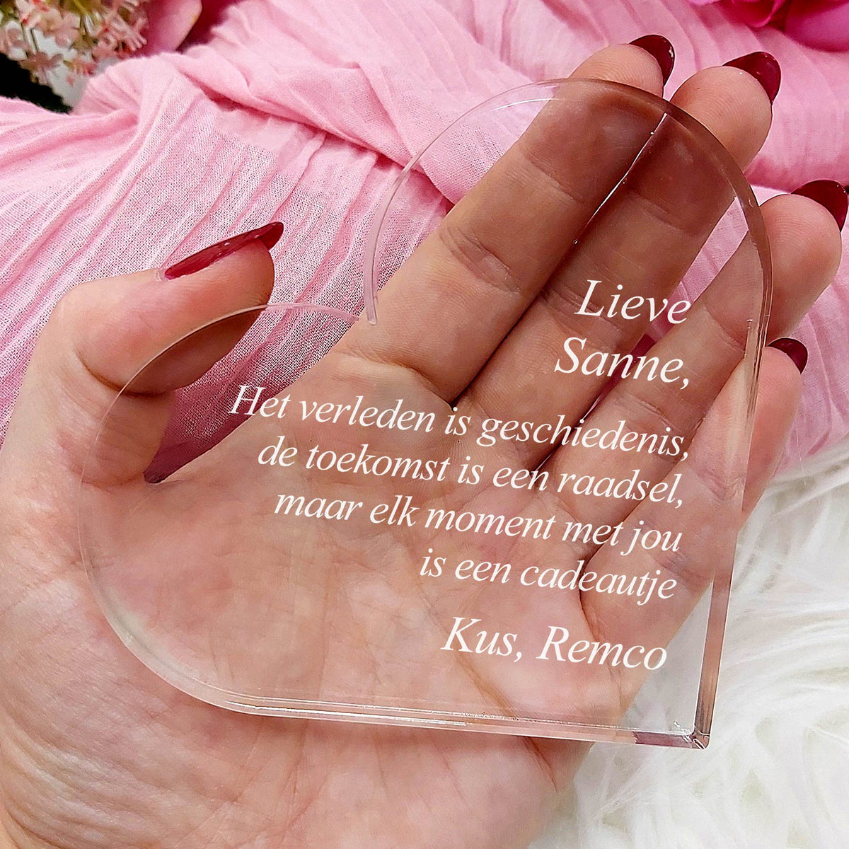 Het Verleden Is Geschiedenis Hart van Plexi Glas - Bella Mia