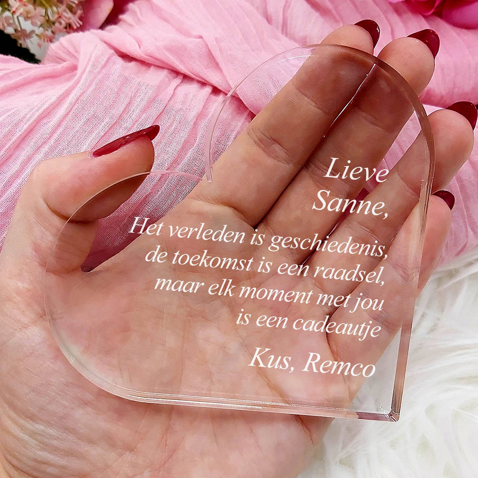 Het Verleden Is Geschiedenis Hart van Plexi Glas - Bella Mia