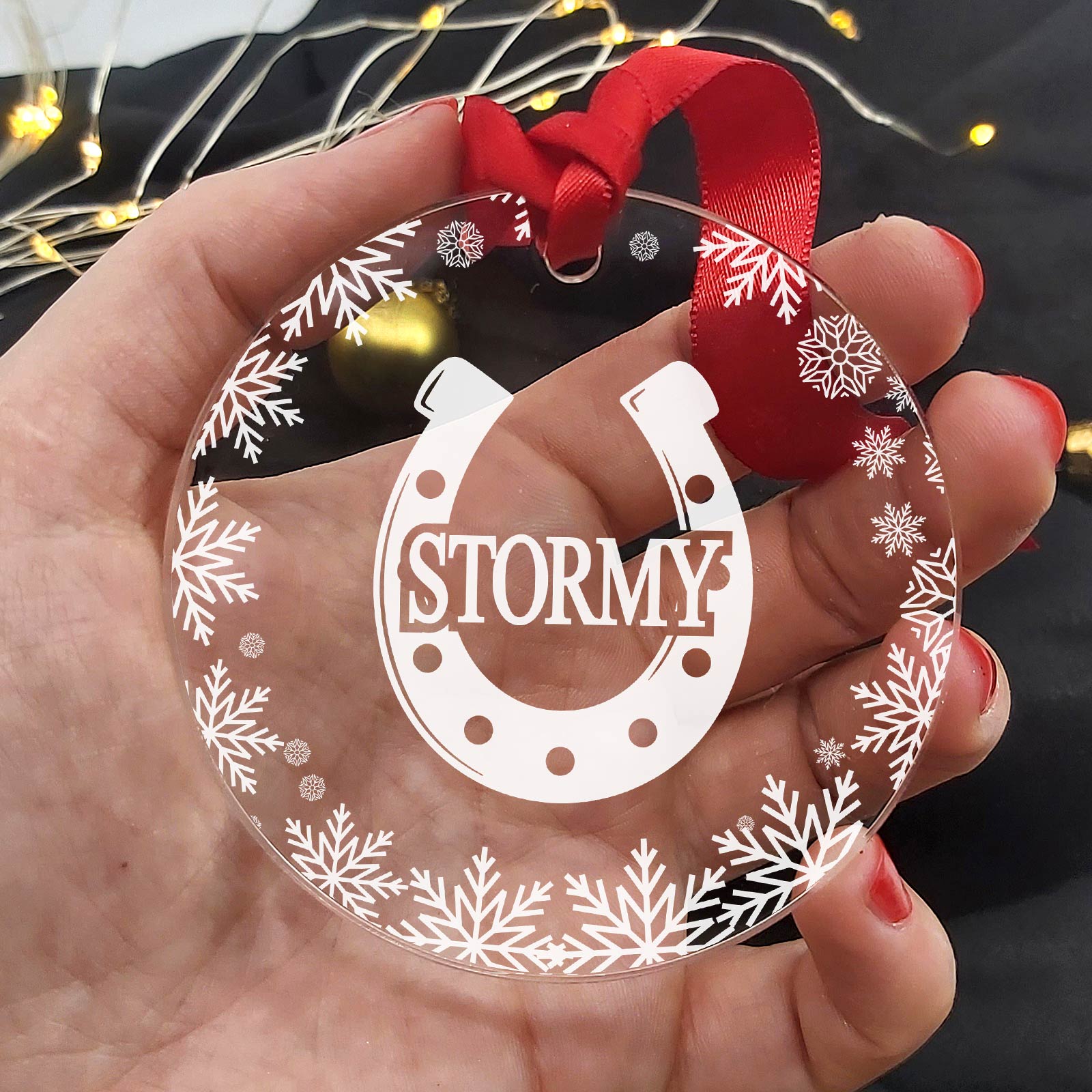 Hoefijzer Kerstballen met eigen naam - Bella Mia