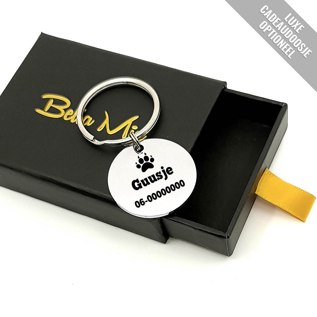 Honden of Katten Penning Custom met Telefoonnummer - Bella Mia