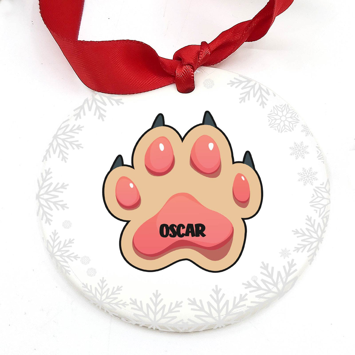Hondenpootje met naam Keramische Kerstbal - Bella Mia