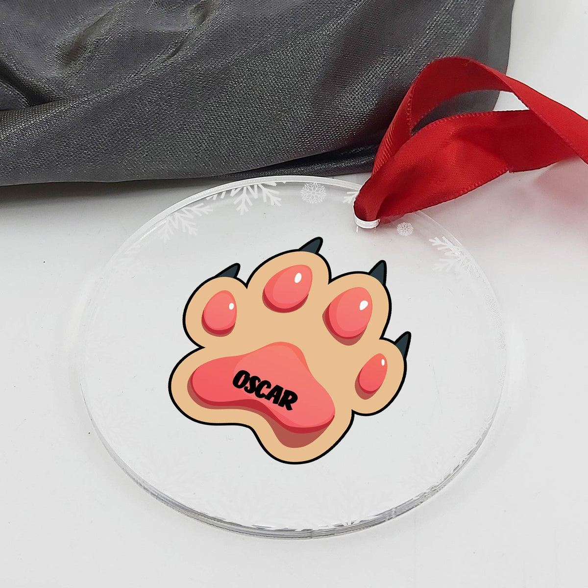 Hondenpootje met naam Plexiglas Kerstbal - Bella Mia