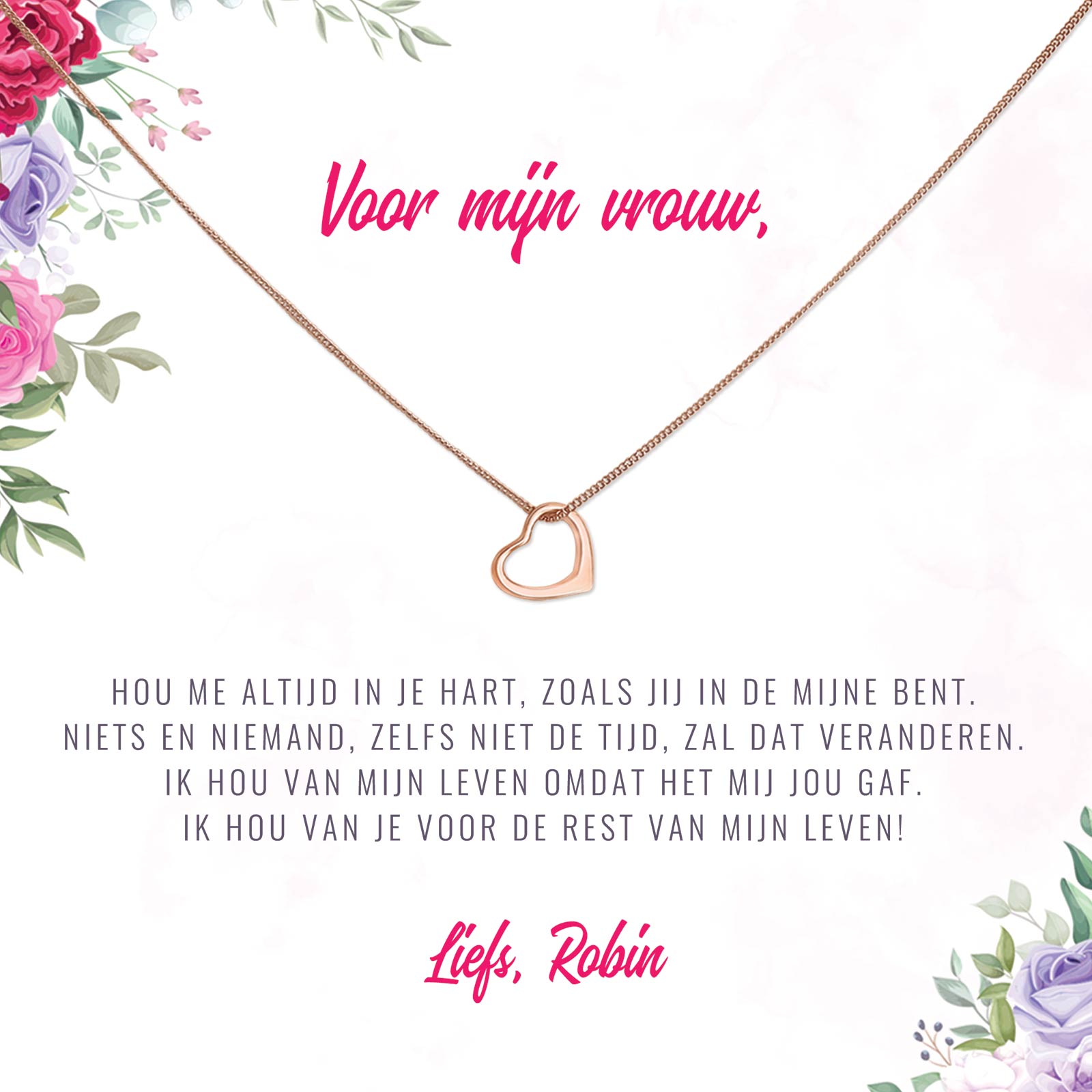 Hou Me Altijd In Je Hart Zoals Jij In De Mijne Bent Ketting - Bella Mia