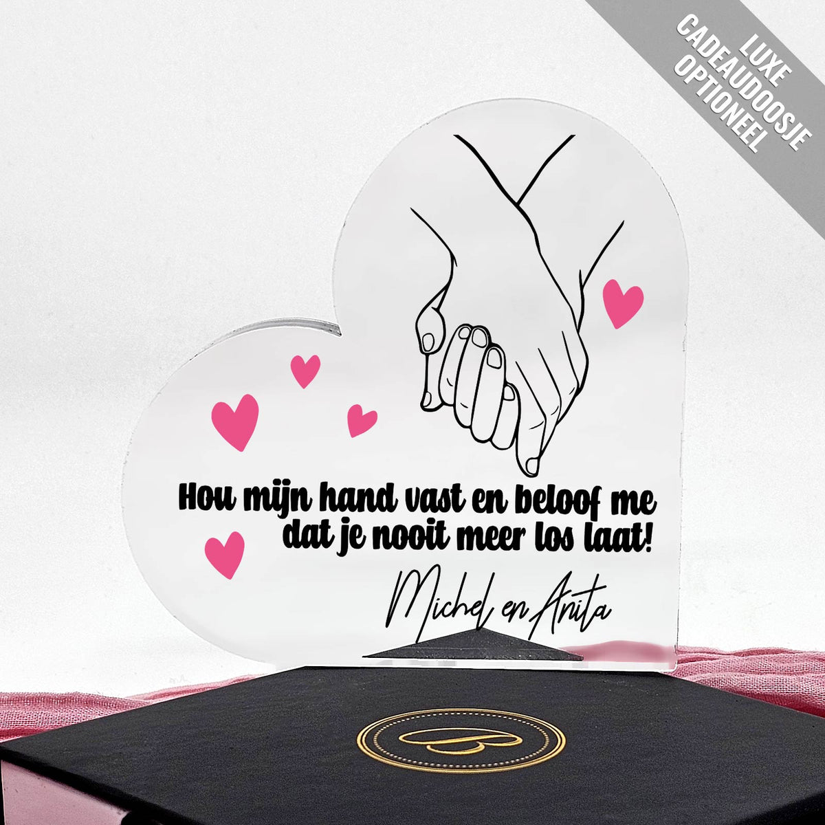Hou Mijn Hand Vast - Hart van Plexiglas - Bella Mia