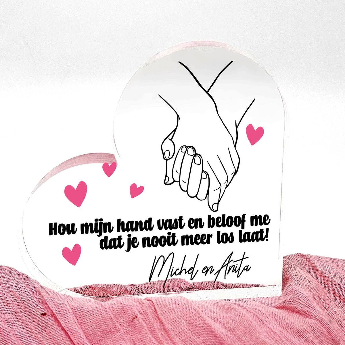Hou Mijn Hand Vast - Hart van Plexiglas - Bella Mia