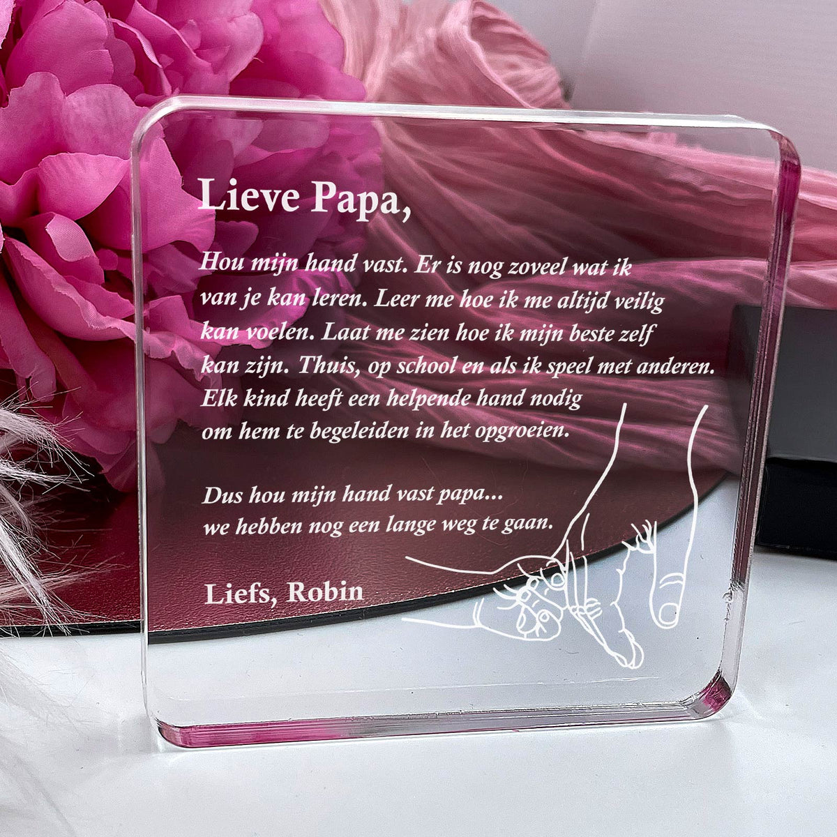 Hou mijn hand vast Plexi Glas Cadeau - Bella Mia