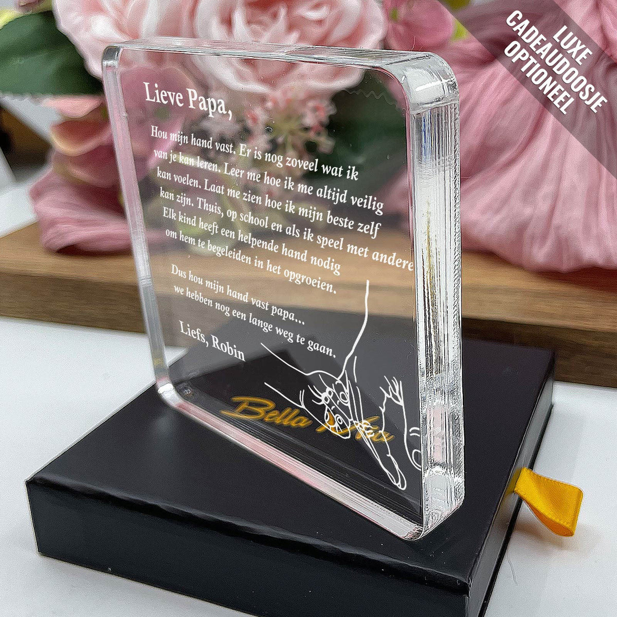 Hou mijn hand vast Plexi Glas Cadeau - Bella Mia