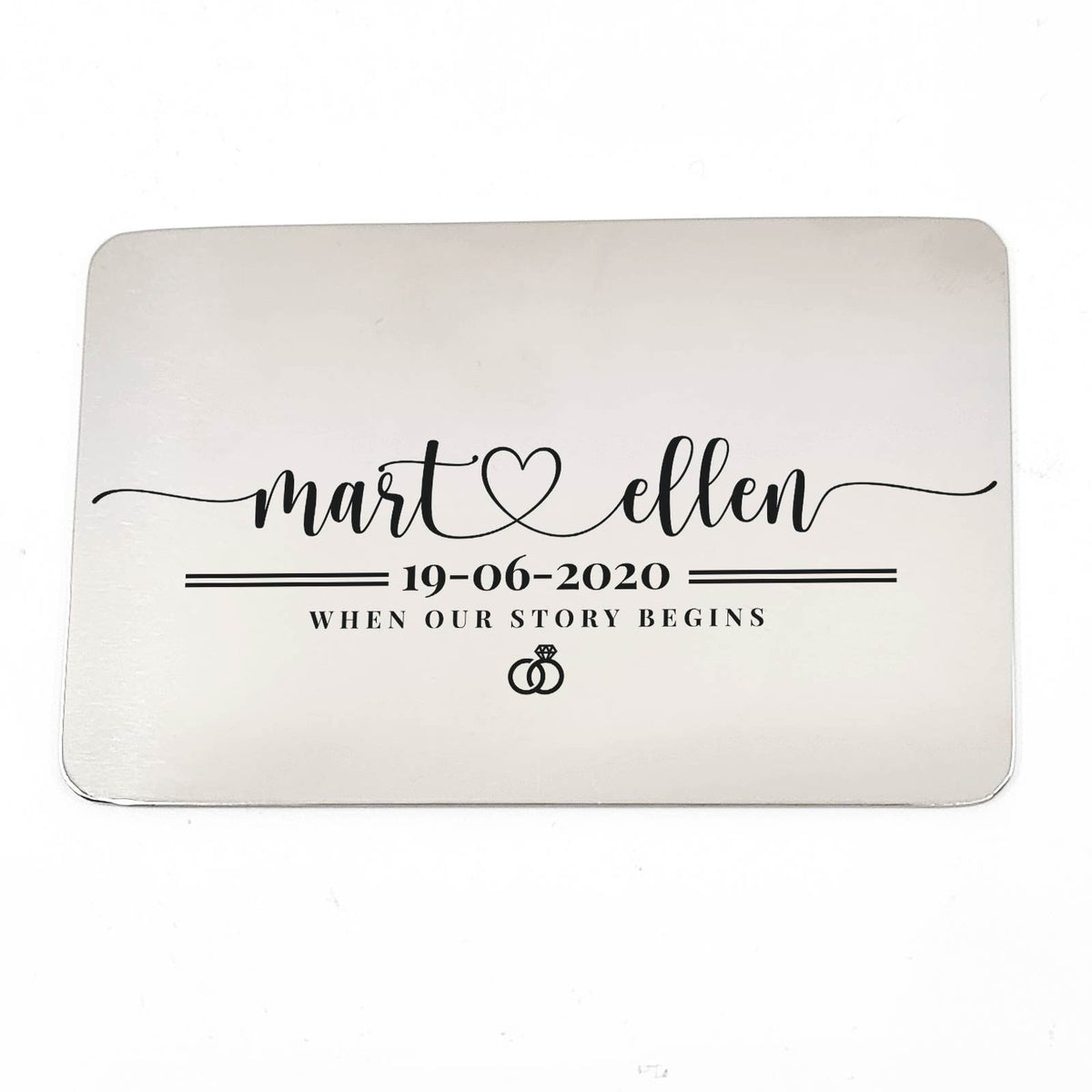 Huwelijk 2 Namen Plus Datum Stalen Kaartje - Bella Mia