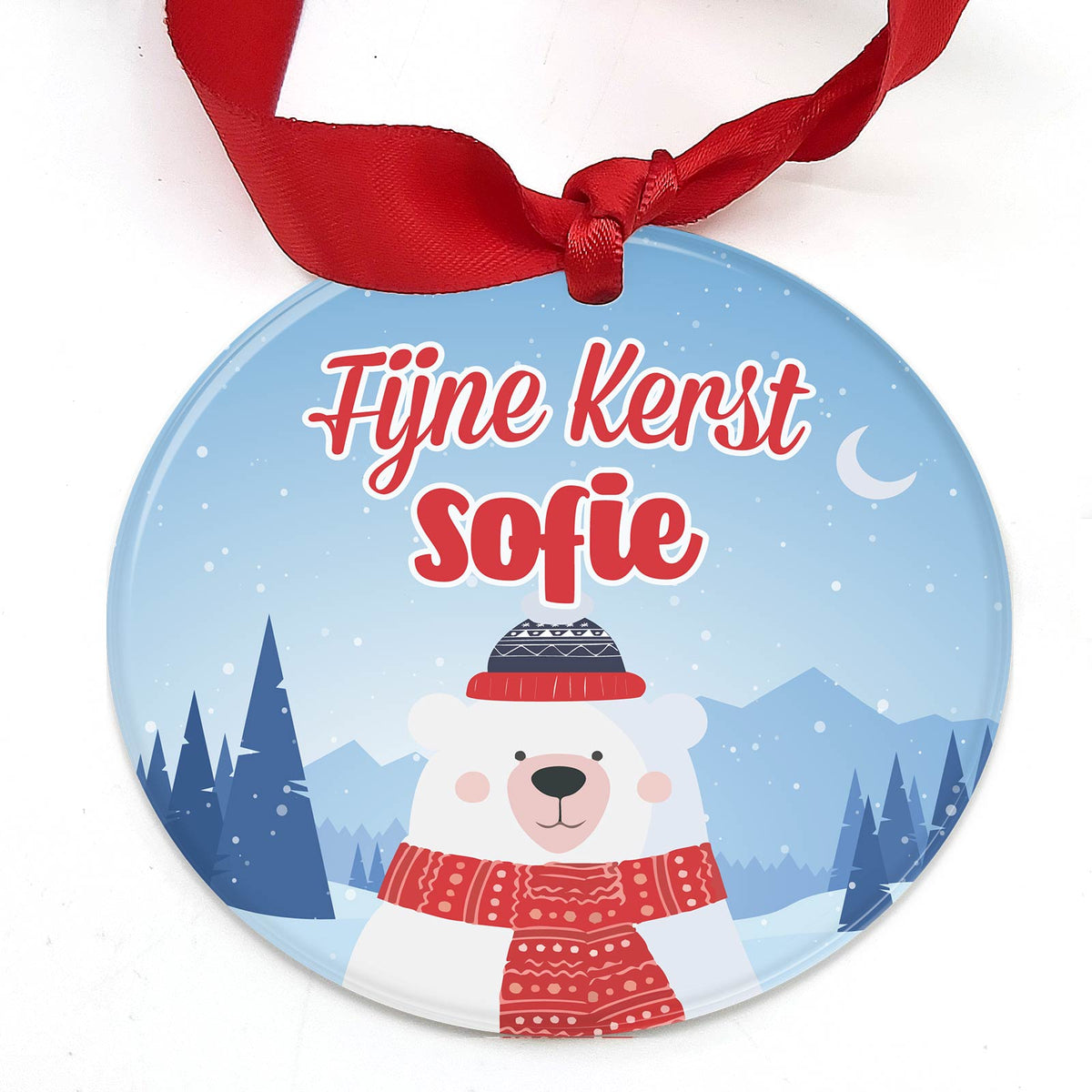 ijsbeer met eigen naam Keramische Kerstbal - Bella Mia