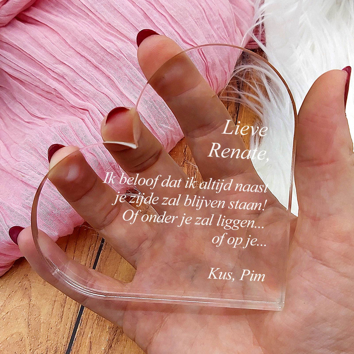 Ik Beloof Dat Ik Altijd... Hart van Plexi Glas - Bella Mia