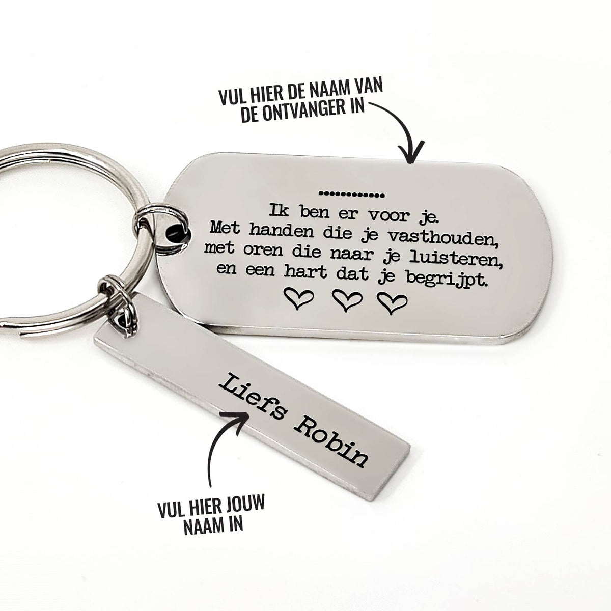 Ik Ben Er Voor Je.. + Naam Sleutelhanger - Bella Mia