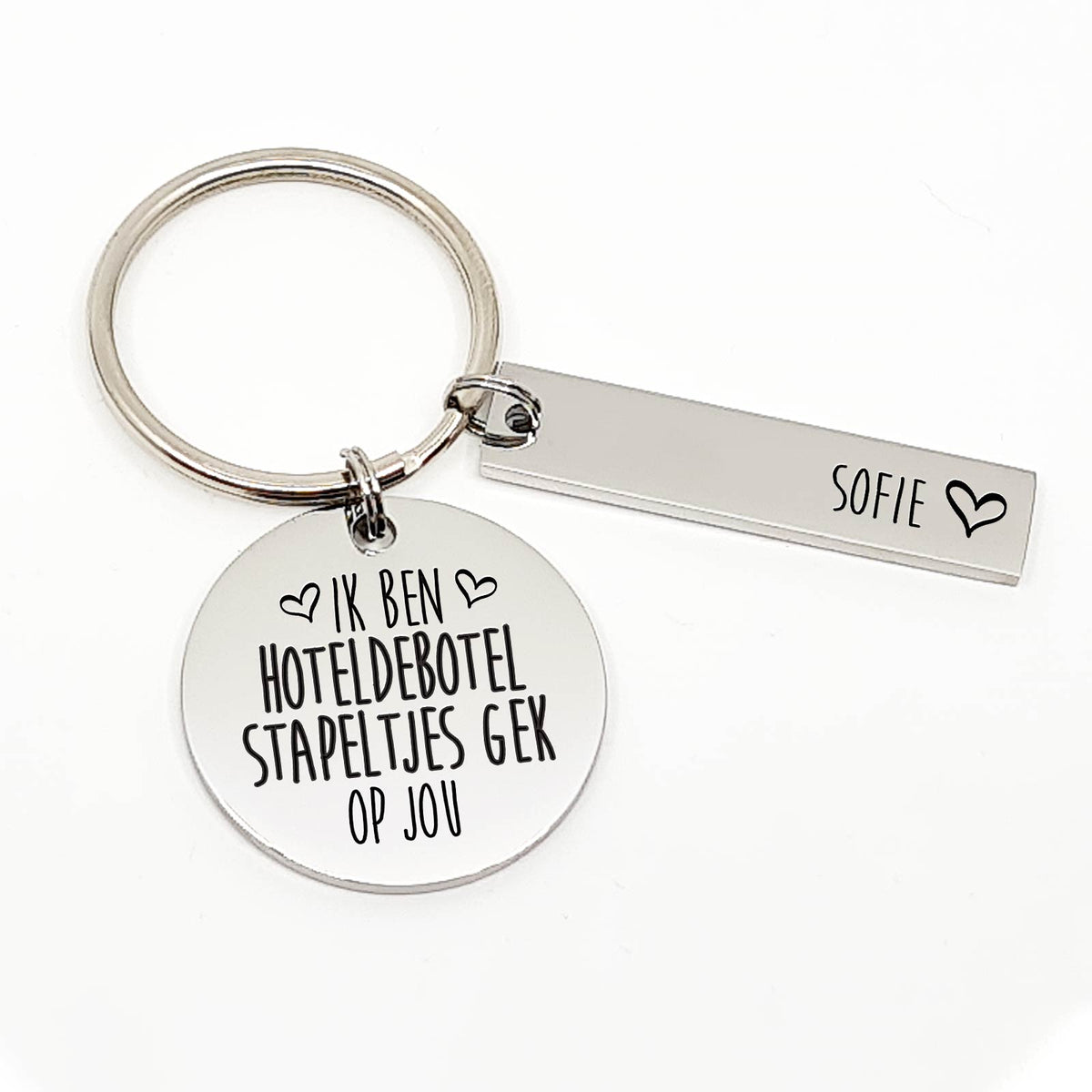 Ik Ben Hoteldebotel Stapeltjes Gek Op Jou Sleutelhanger - Bella Mia