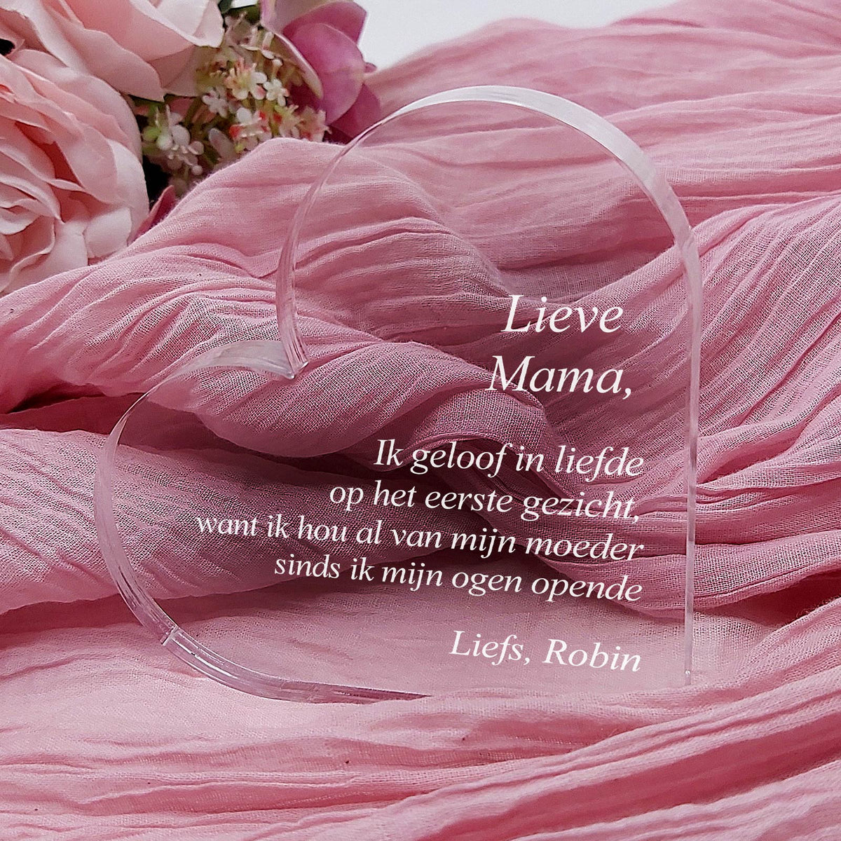 Ik Geloof In Liefde Op Het Eerste Gezicht - Mama Hart van Plexi Glas - Bella Mia