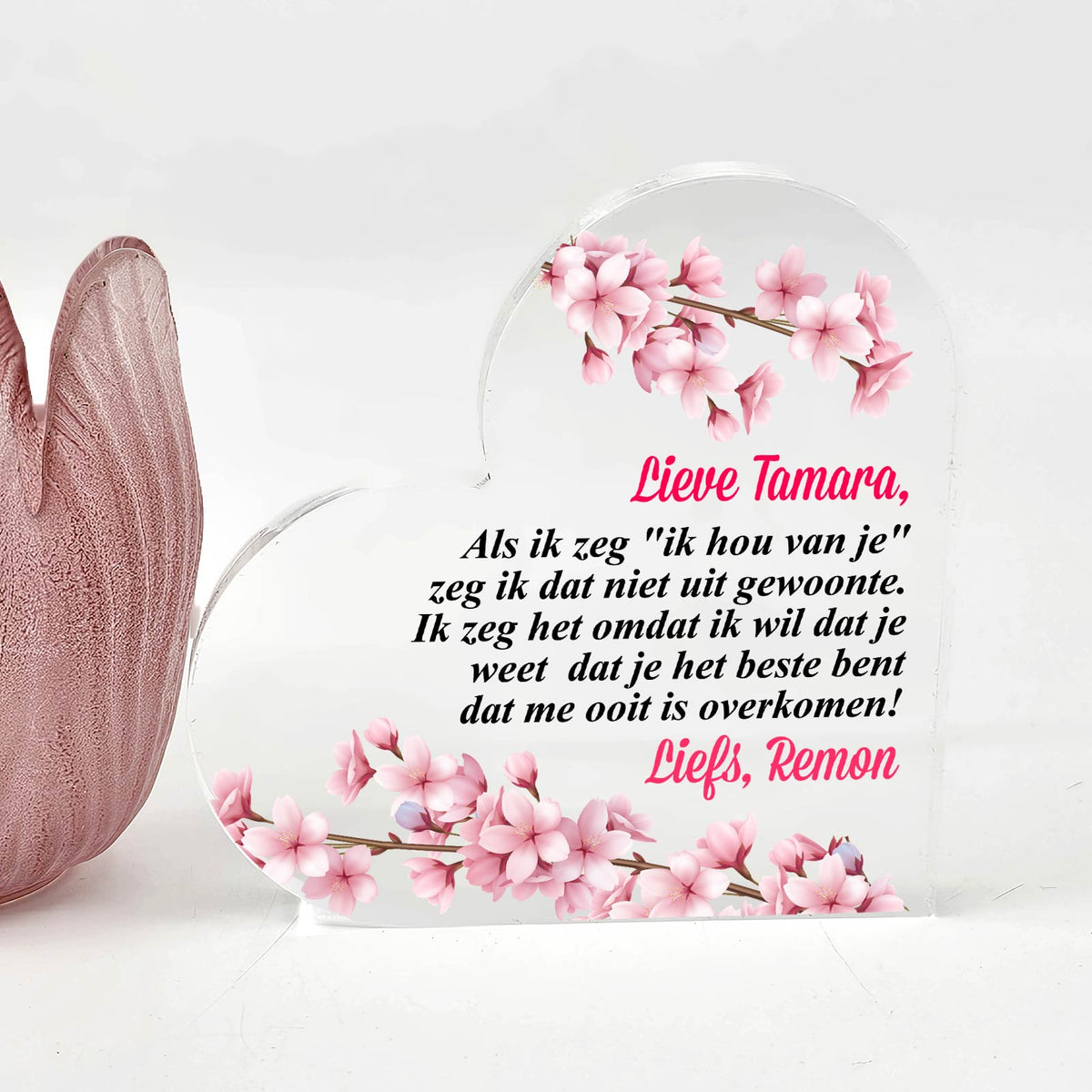 Ik hou van je! - Plexi Glas Hart - Bella Mia