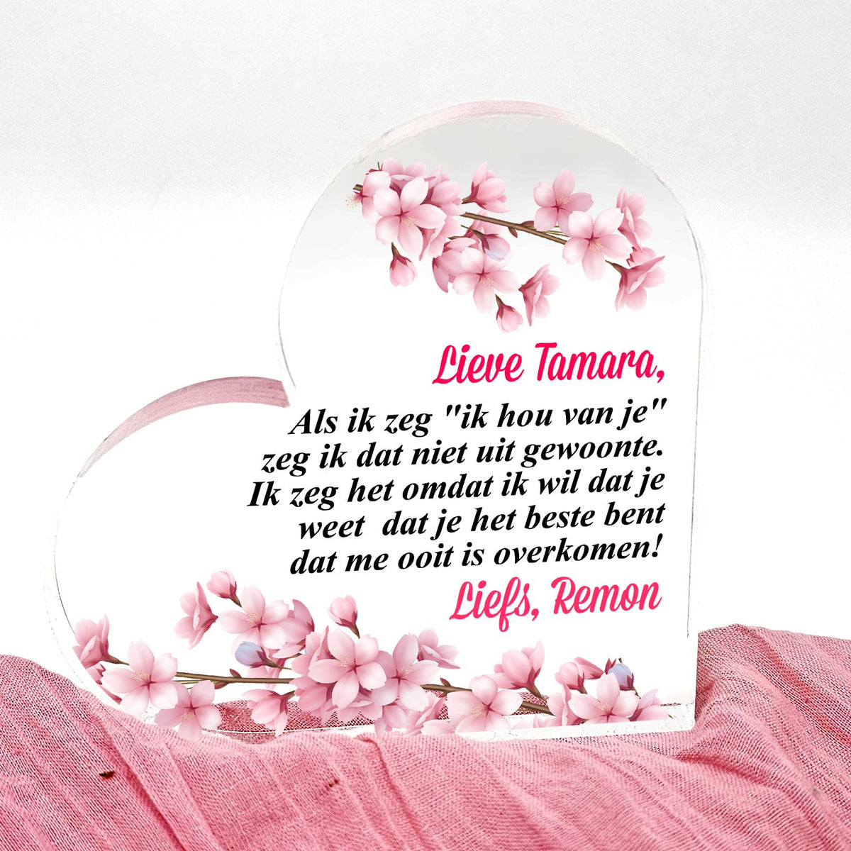 Ik hou van je! - Plexi Glas Hart - Bella Mia