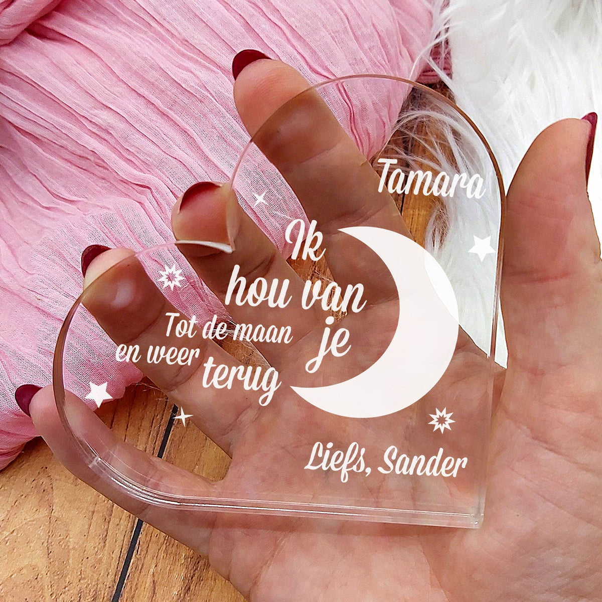 Ik Hou Van Je Tot De Maan En Weer Terug Plexi Glas - Bella Mia