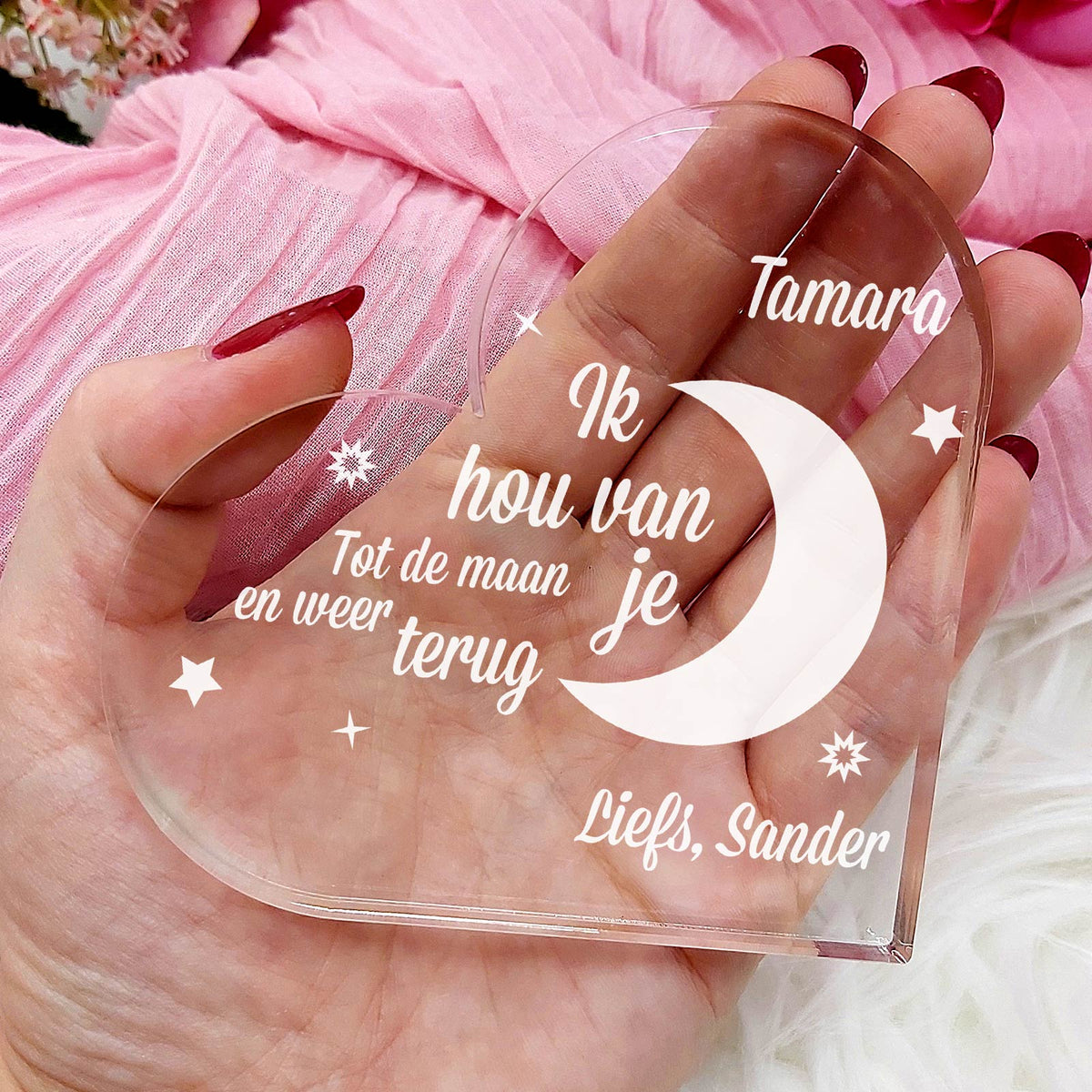 Ik Hou Van Je Tot De Maan En Weer Terug Plexi Glas - Bella Mia